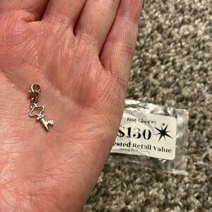 Sterling Silver Key Charm with CZ